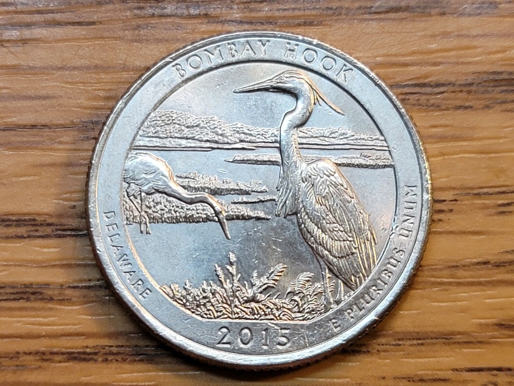 2015 P Bombay Hook ATB Quarter WDDR-033 Doubled Die Reverse Mint Error.