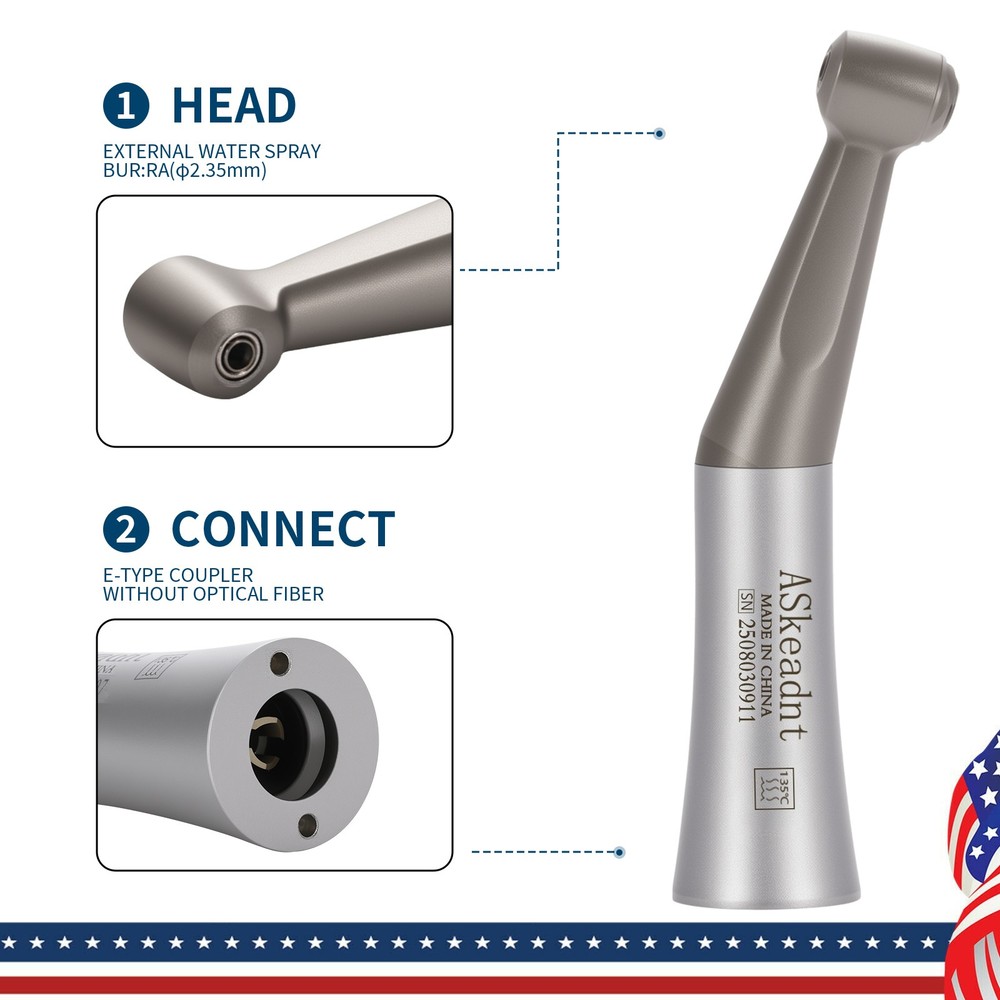 ASkeadnt Dental FX Contra Angle Low Speed Handpiece Push Button 1:1 E-type