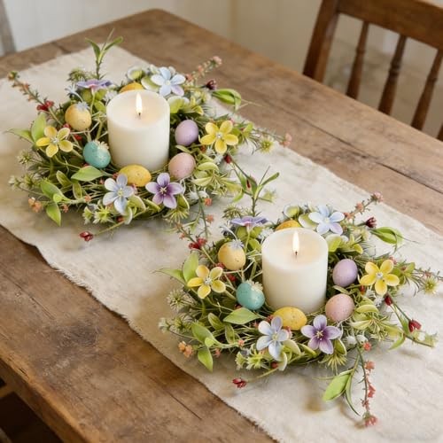 Pcs Easter Small Candle Rings Wreaths Mini Pillar Candle Holder 6 Easter-1