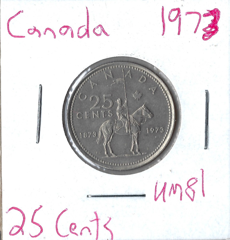 Coin Canada 25 Cents 1973 KM81, RMP Centennial