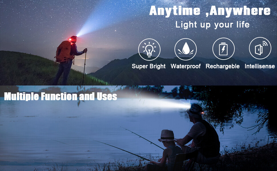 9900000LM Super Bright LED Headlamp Rechargeable Headlight Flashlight Head Torch