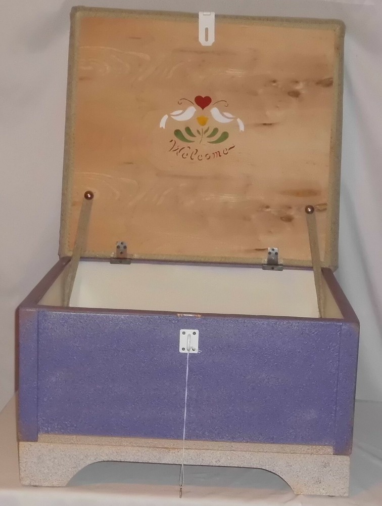 Purple Cream Ottoman/ Storage Box ( Primitive)