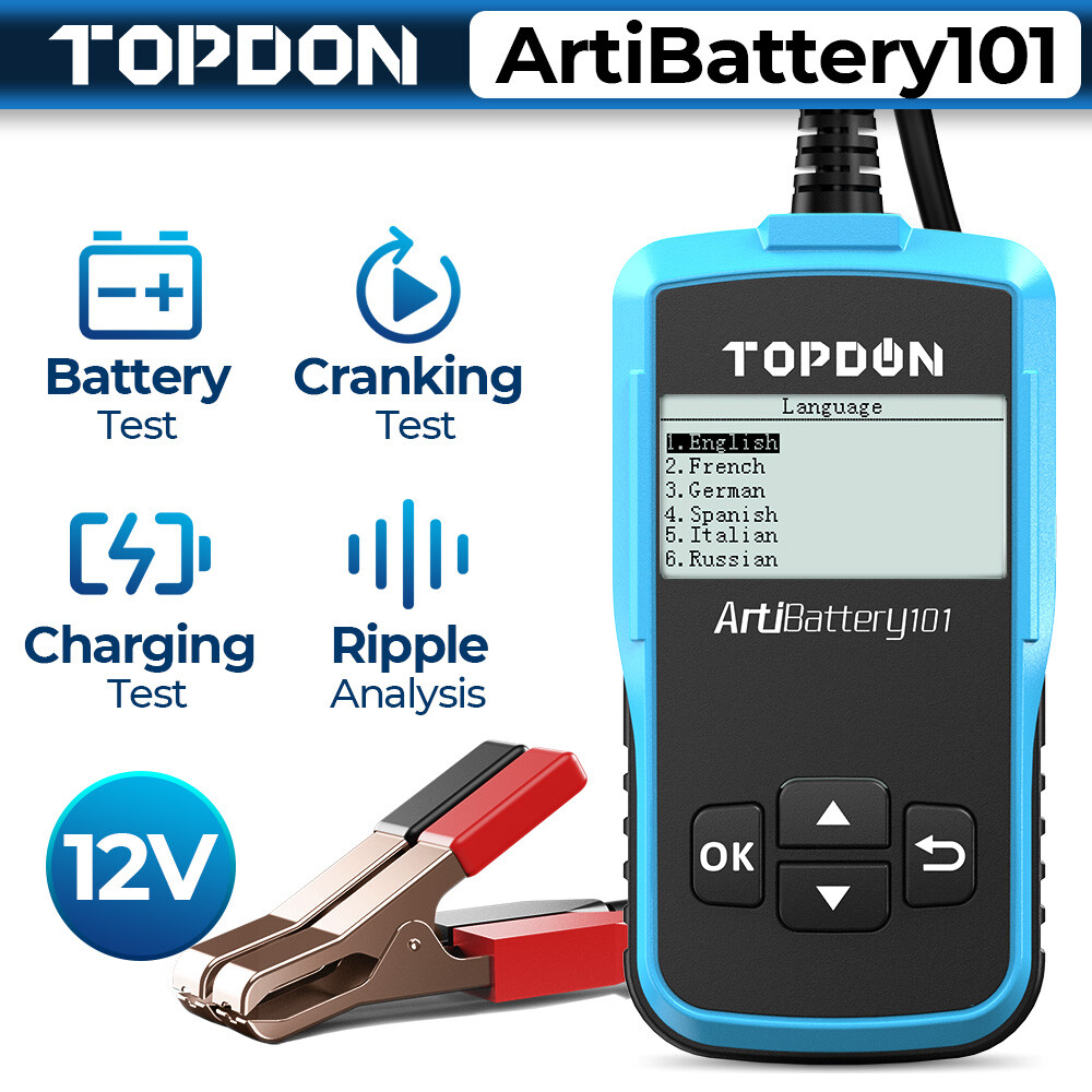 TOPDON AB101 Battery Tester 12V Load Charging System Analyzer 100-2000CCA