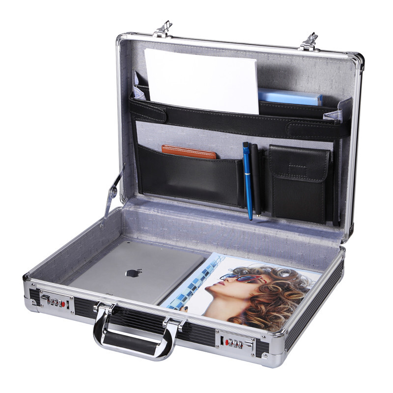 17 inch Aluminum Storage Box with Combination Lock Briefcase Security Case