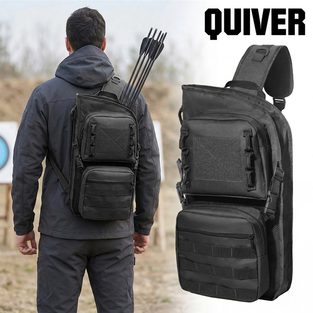 Lightweight Back Arrows Quiver with Molle System Pocket Foldable Hip Arrows Bag