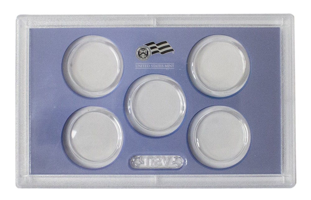 Empty Plastic Lens with Light Blue Insert Holds 5 Quarters, 5 Pack