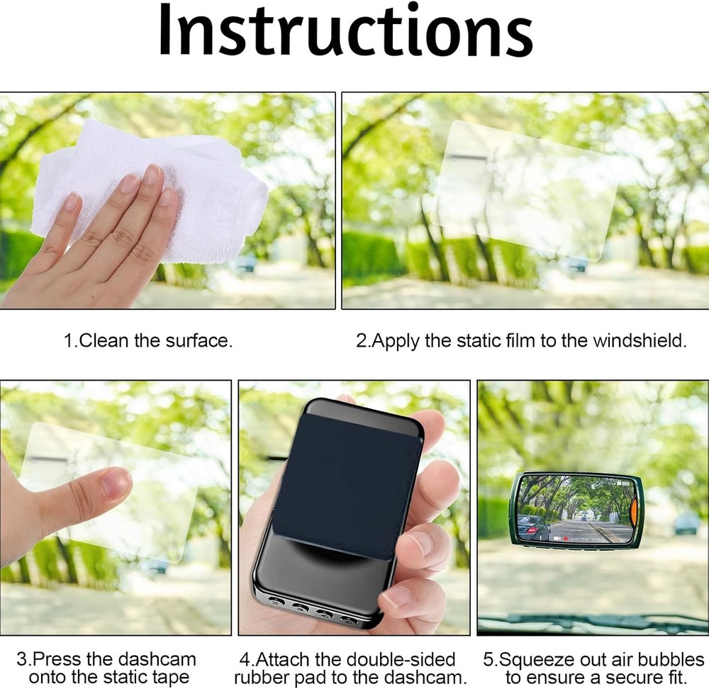 8PCS Electrostatic Film for Dash Cam, Double-Sided Adhesive Sticker Shield...