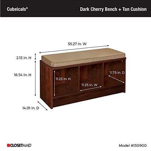 1309 3-Cube Storage Bench Dark Cherry