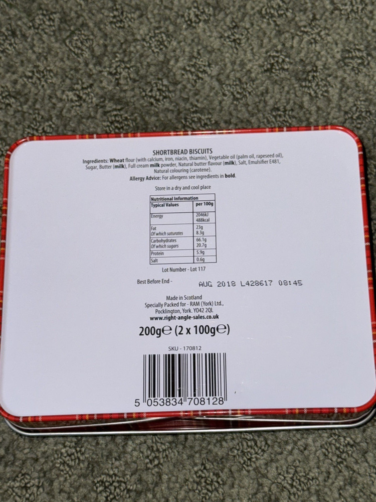 EC Empty Tin Shortbread Cookie British Biscuits Container Can Box Cute 6x5”