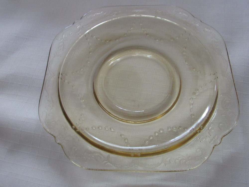FEDERAL DEPRESSION MADRID GLASS CUP & SAUCER- NICE
