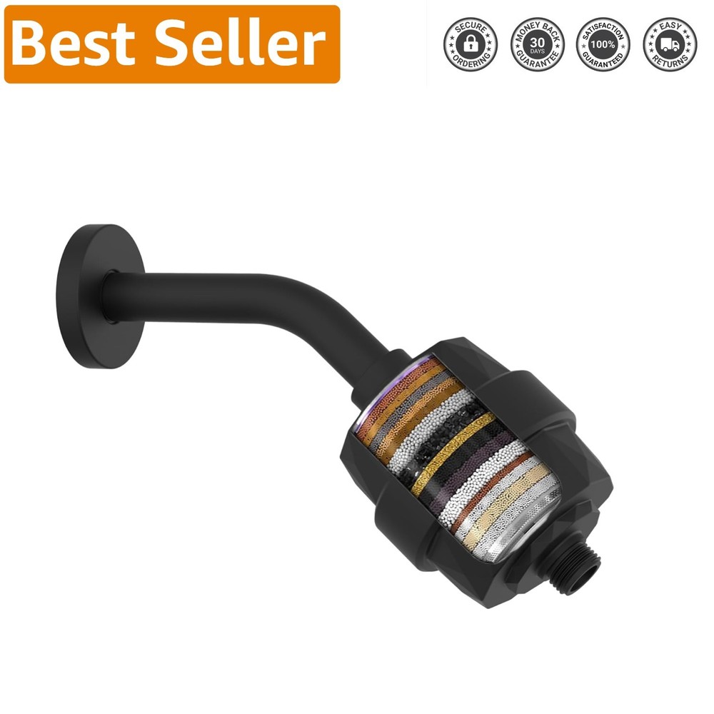 Matte Black Shower Holder & 20-Stage Filter - Easy Installation Included