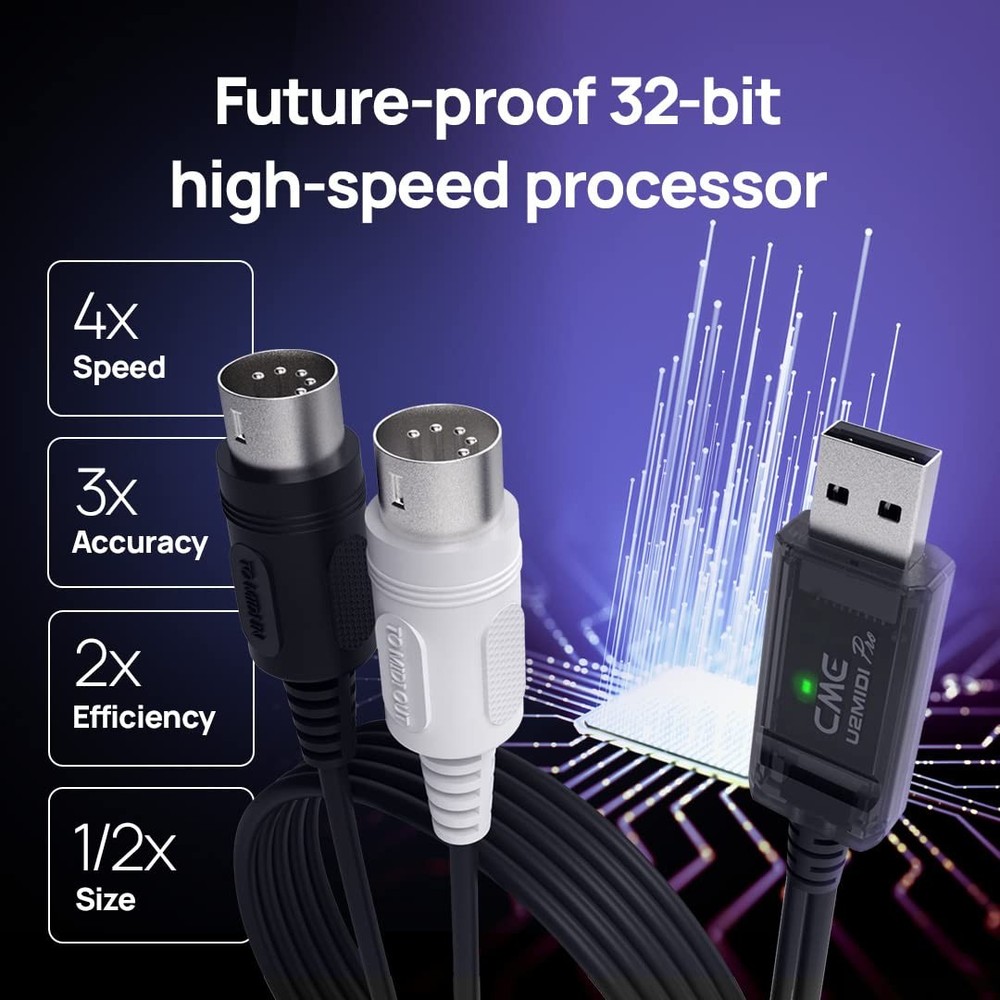 USB to MIDI Cable 6.5ft High-Speed Plug & Play Interface for Computer to MIDI