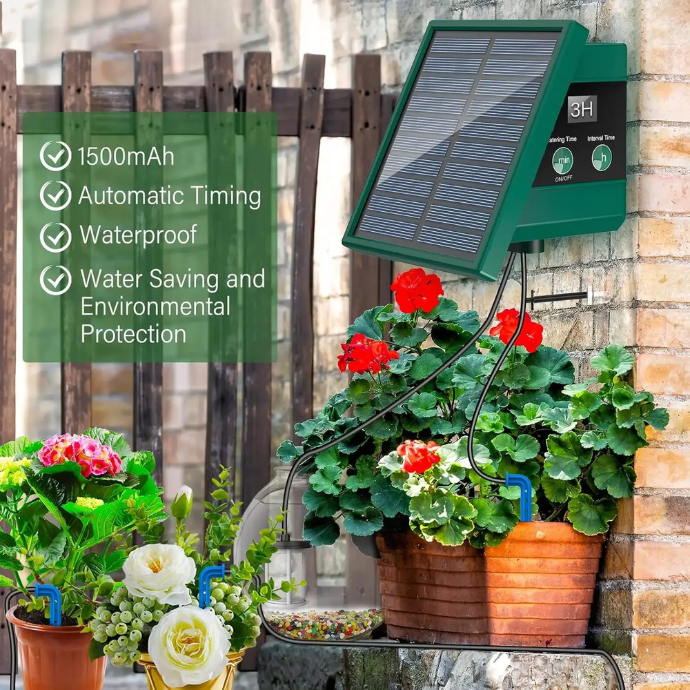 Automatic Solar Drop Irrigation Kit Solar Panel Garden Balcony