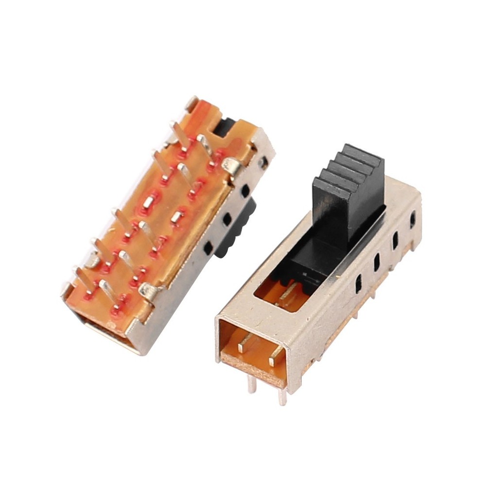 4 Position 10P 2P4T Panel Mount Micro Slide Switch Latching Power Switch, 5Pcs