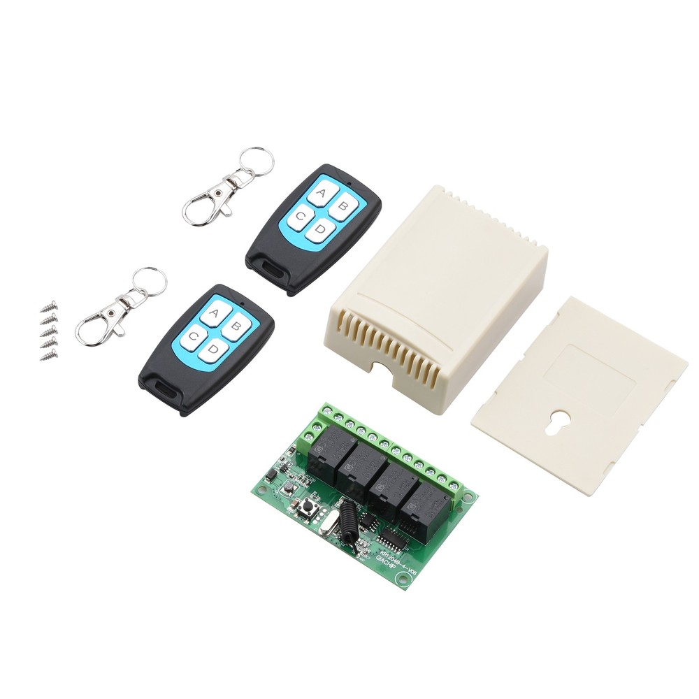 DC 4CH Channel Wireless RF Remote Control Relay Switch With 2 Receiver