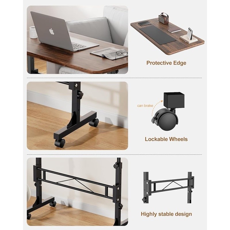 Adjustable Height Mobile Standing Desk W/ Wheels Compact Ergonomic Rolling Desk