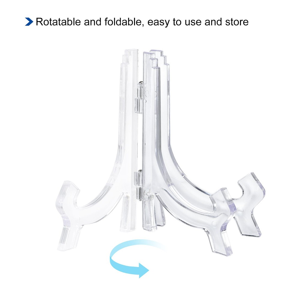 4pcs 4.3" Easel Plate Holder Plastic Folding Display Stand Clear for Frame
