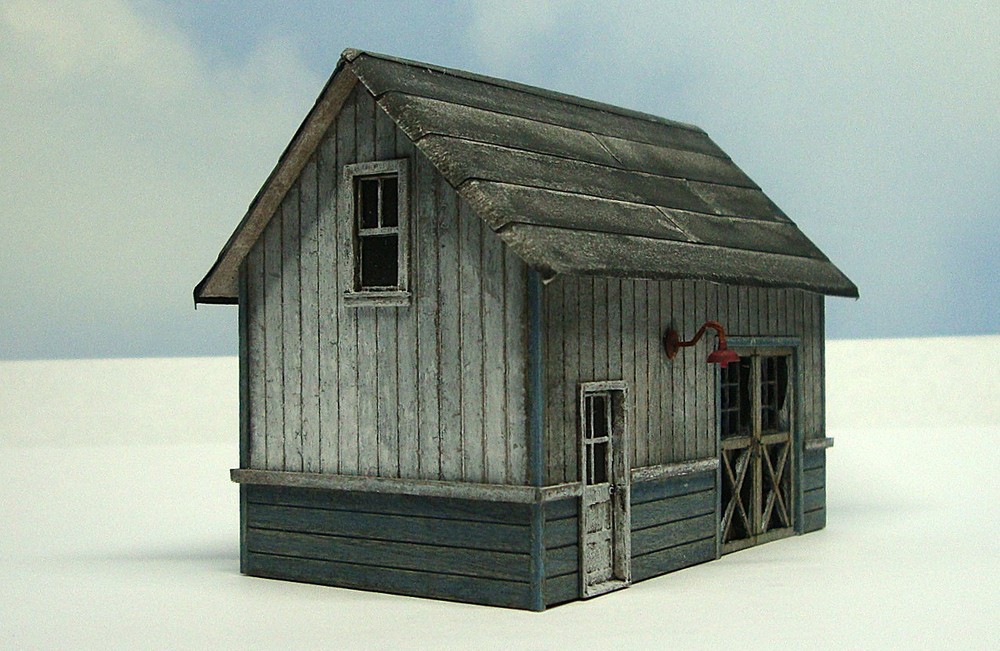 HO scale built wood model Yard Shed