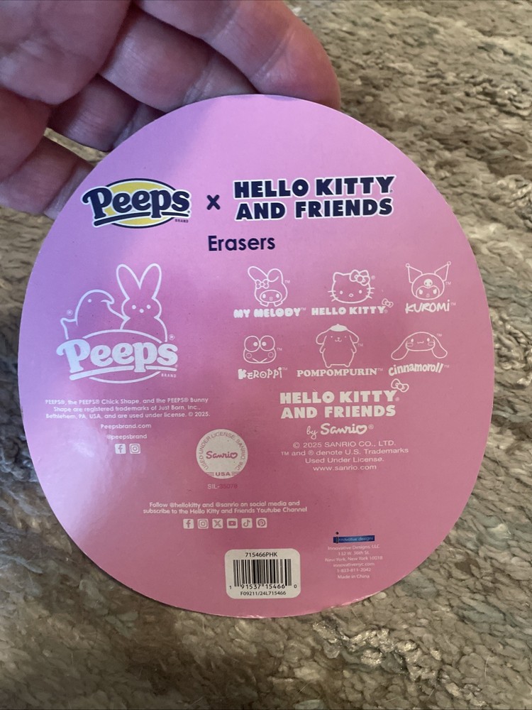 PEEPS x Hello Kitty & Friends Scented Erasers 3 Count (NEW IN PACK)
