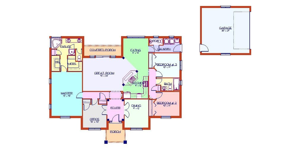 Bungalow 11 - 2008 sqft Brick house plans