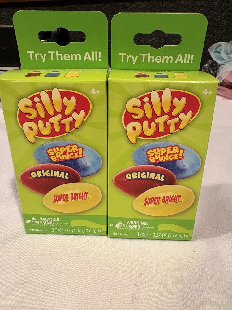 Silly Putty 3-Pack Original Bright Bouncy Egg container 2 packs (6)Easter Basket