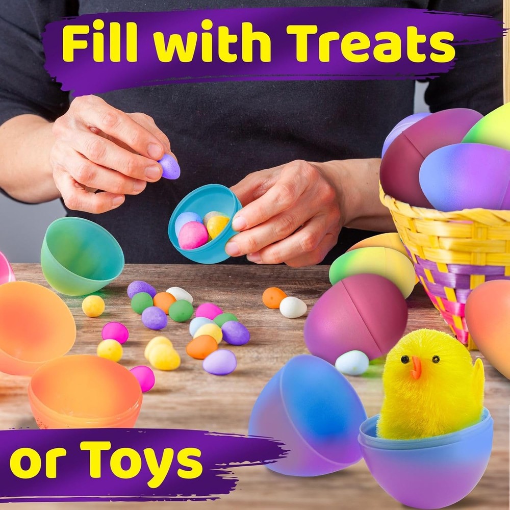stargo 32 Pack - Plastic Easter Eggs Empty 3.2” Large Plastic Eggs Fillable fo