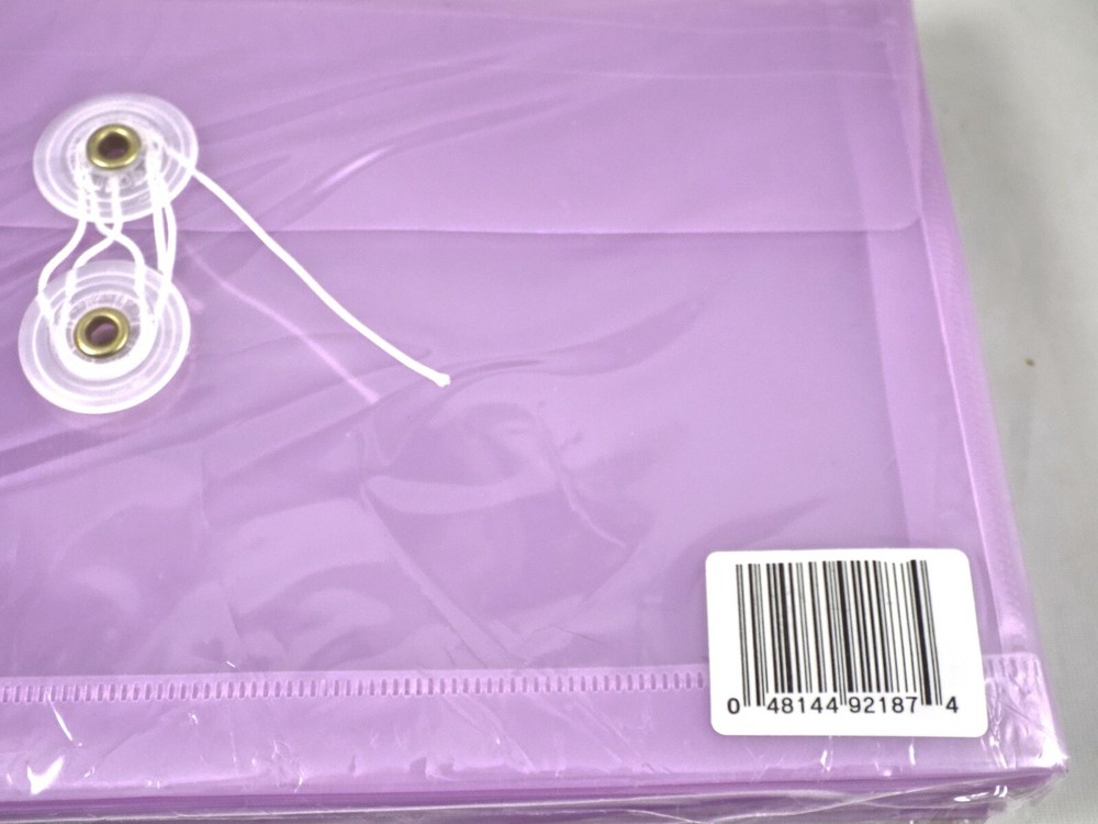 24 CLEAR Button & String Style LETTER-SIZE ENVELOPES~Transparent Purple~HFP# 921