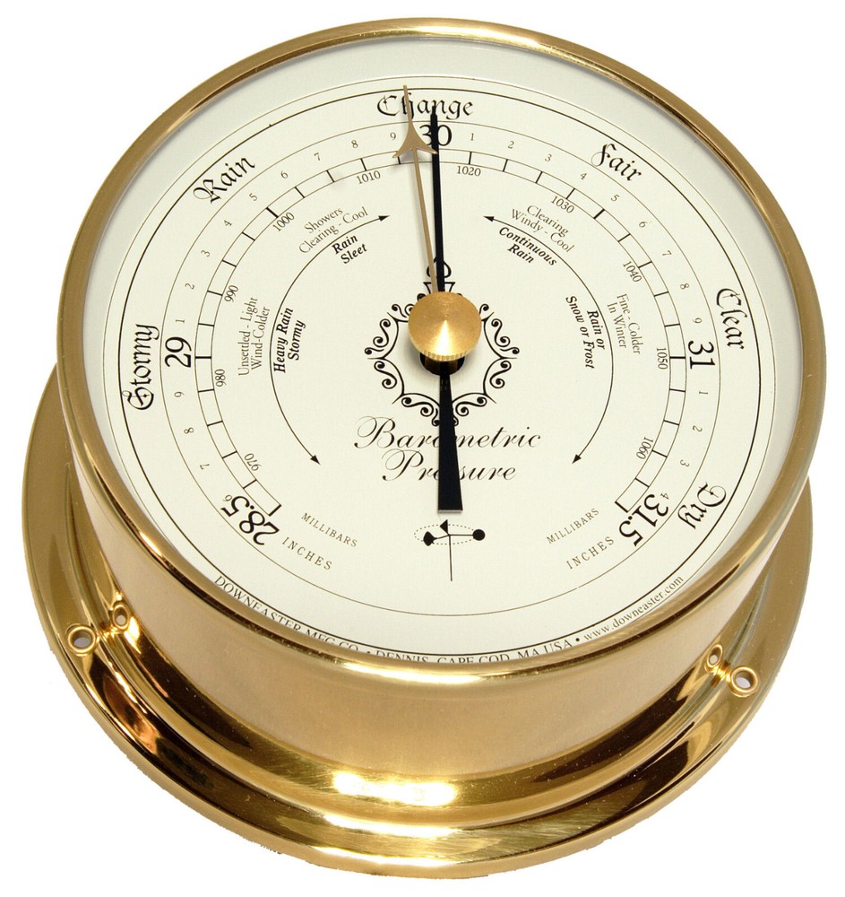 Downeaster Barometer/Brass, White Dial