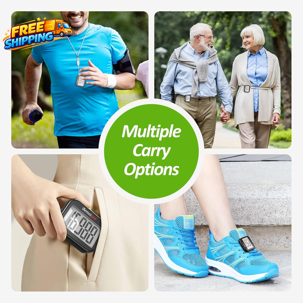 3D Pedometer for Walking Simple Step Counter for Walking with Removable Clip