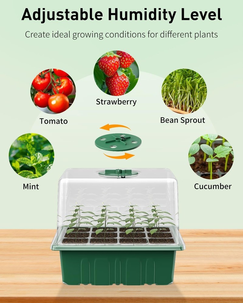 Pawfly 6 Pack Seed Starter Kit, 72 Cells, Seed Starter Trays with Adjustable Gro