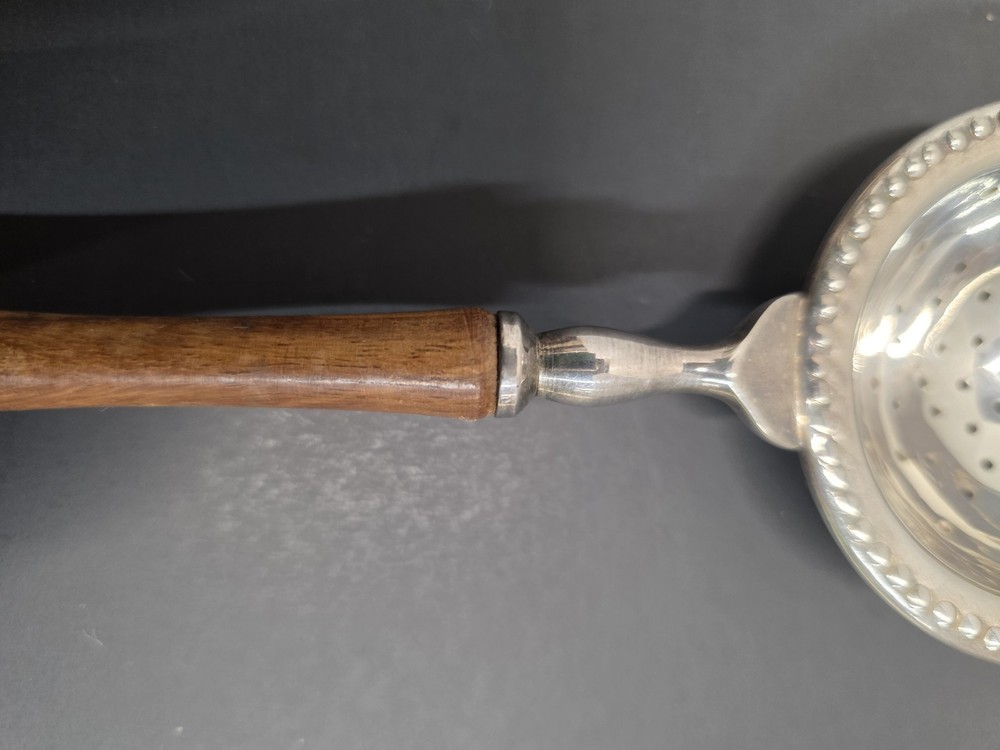 Silver Tea Strainer Spoon With Wooden Handle