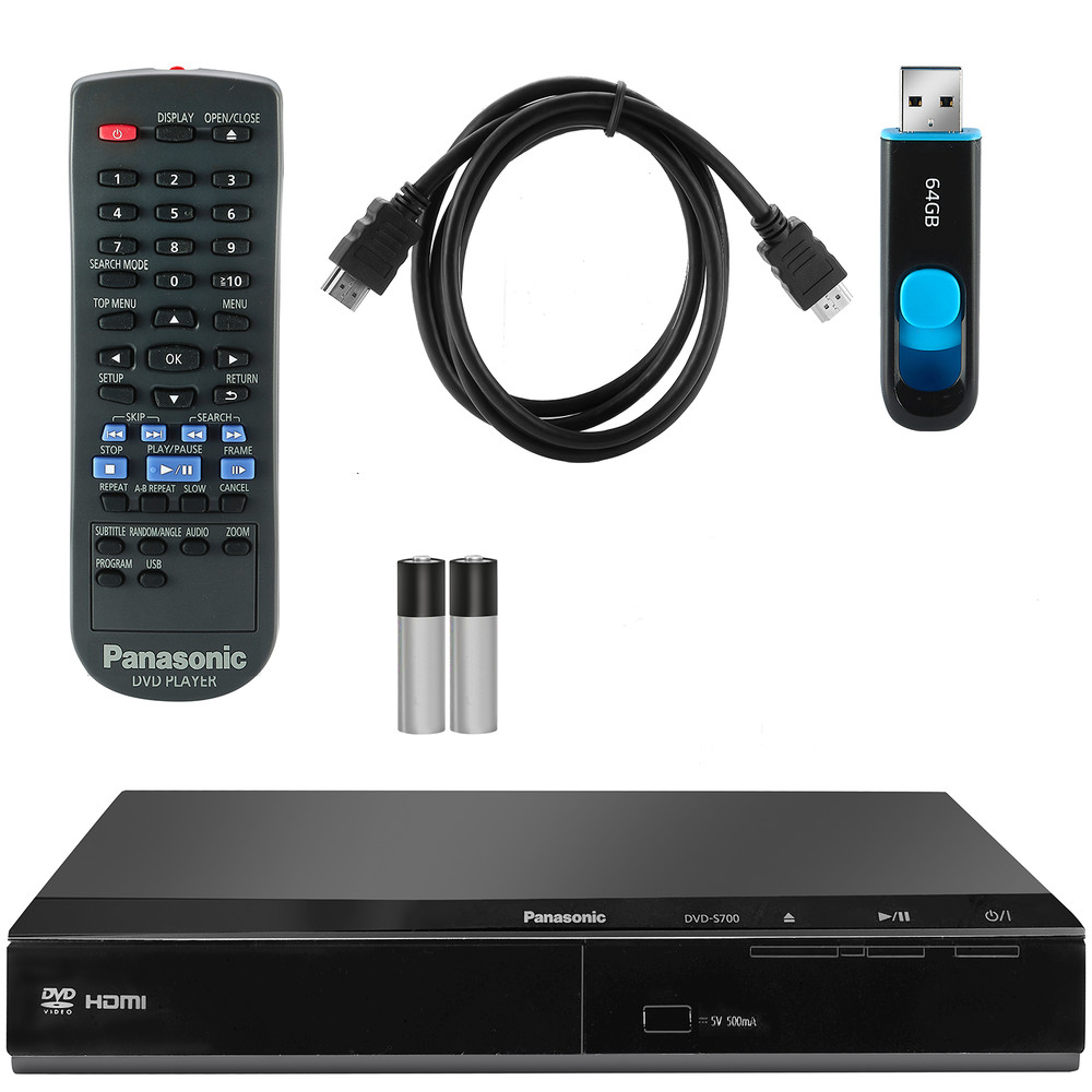 Panasonic DVD Player DVD-S700 Remote Control Cable USB Flash Drive 64GB