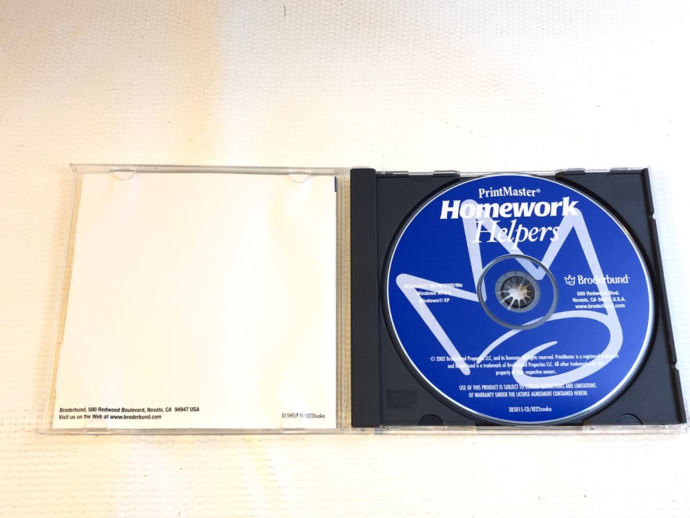 Homework Helpers School Project Software Broderbund PrintMaster CDROM XP 2002 PC