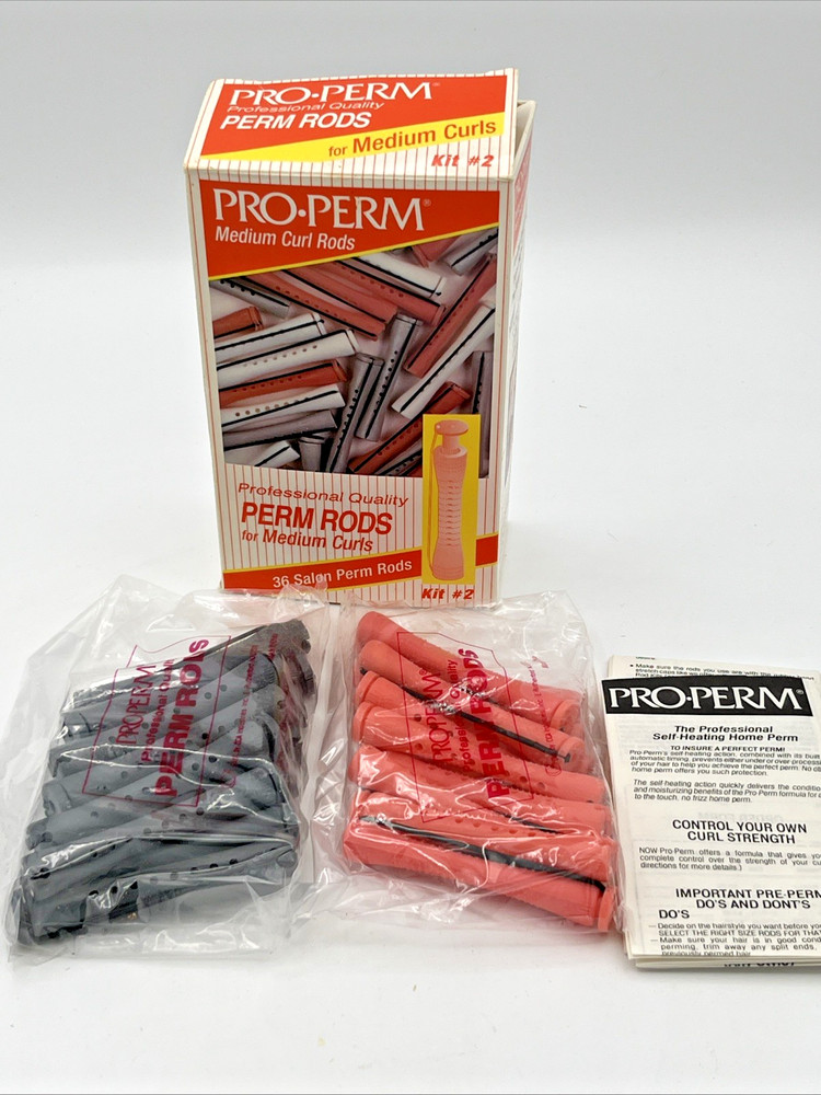 Pro Perm Medium Rods Kit #2 - 24 Salon Perm Rods Curlers Granniecore READ