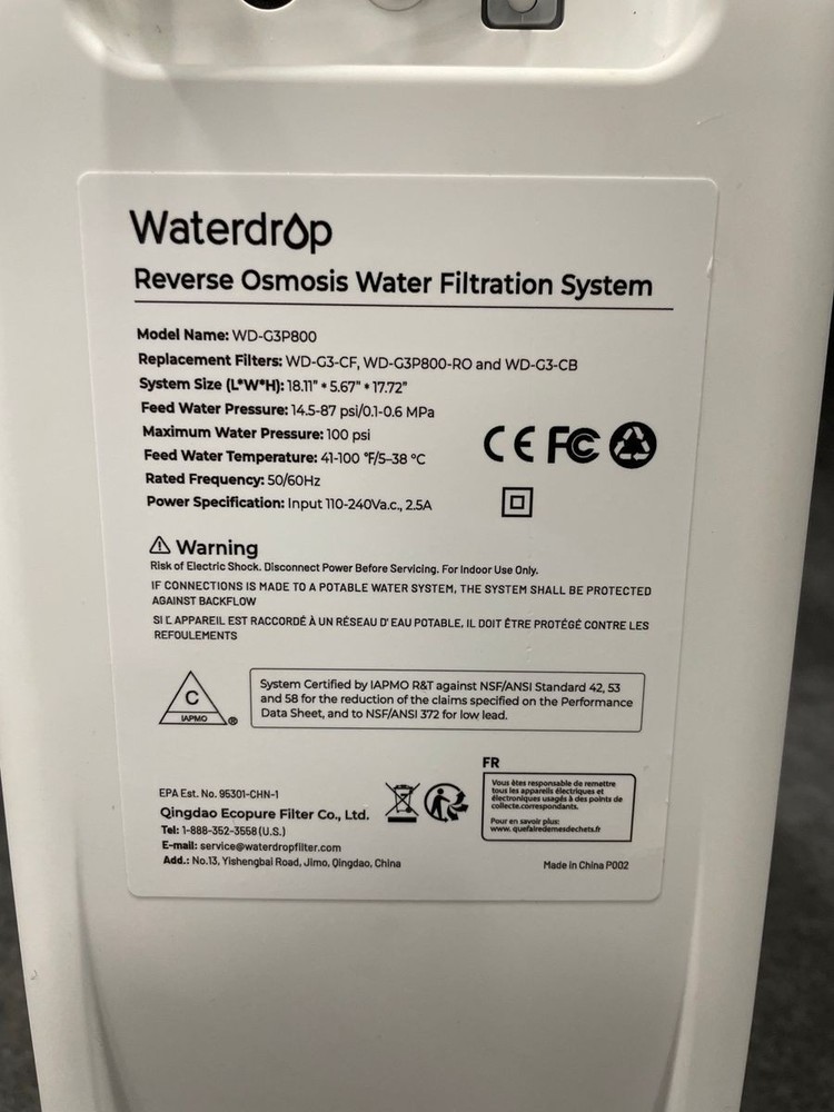 WATERDROP WD-G3P800 Reverse Osmosis Water Filtration System *