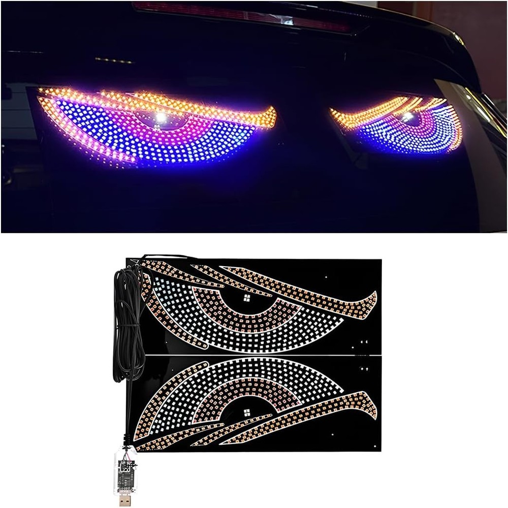 2X Devil Eyes Light for Car- LED Display Screen DIY Truck Windshield Eyes Lights