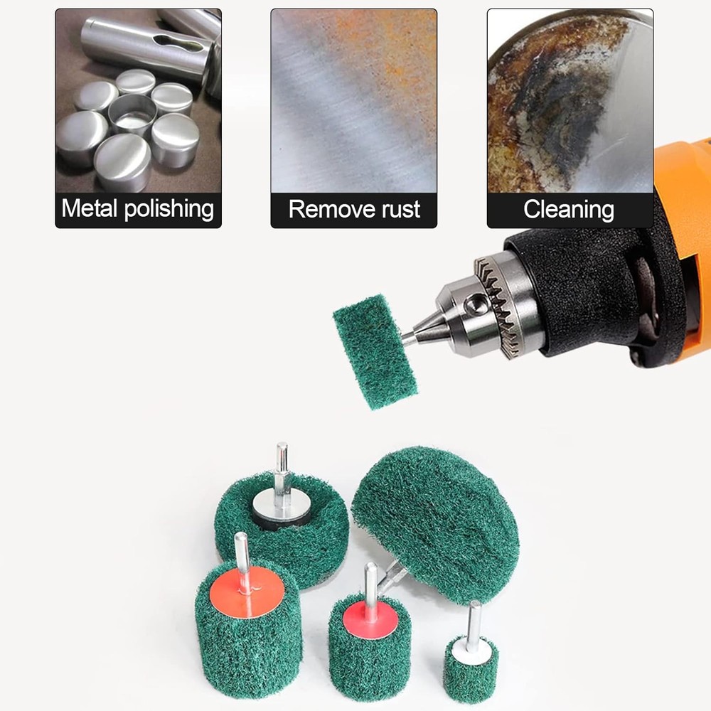 6PCS Non Woven Abrasive Buffing Polishing Wheel Drill Attachment Set 6PC