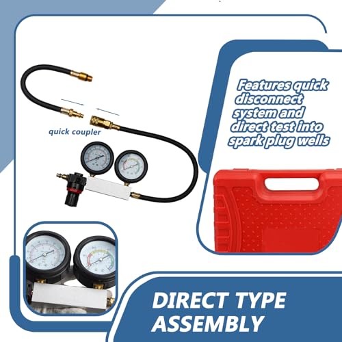Compression Leakdown Detector Leakage Test Set Cylinder Leak Down Tester Red