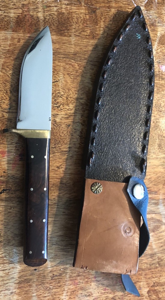 Vintage Custom  Ak Maker    Hunting Knife  - Custom Sheath
