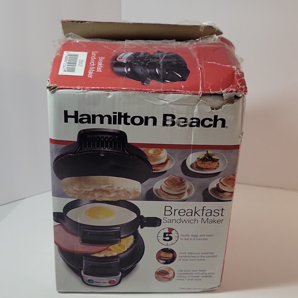 Hamilton Beach Breakfast Sandwich Maker 25475 Open Box Complete Tested Clean
