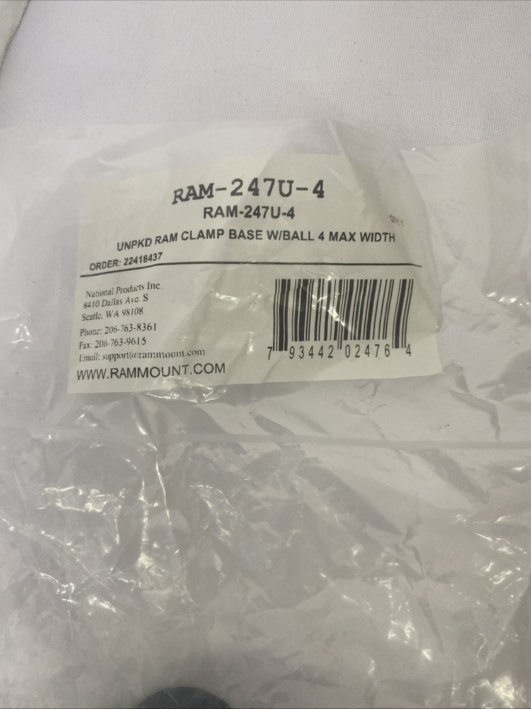 RAM Mount RAM-247U-4 4" Clamp Mount - Black