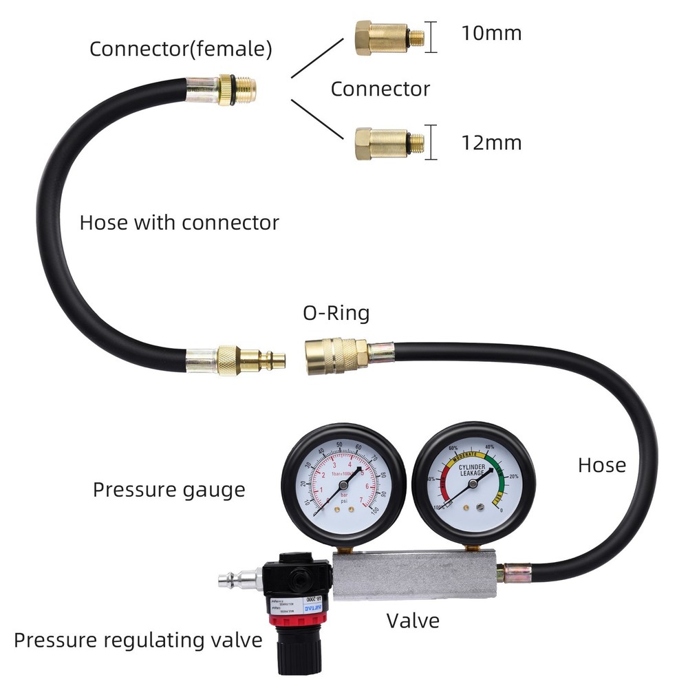 Engine Compression Diagnosis Tester Cylinder Leak Down Gauges Detector Leakage