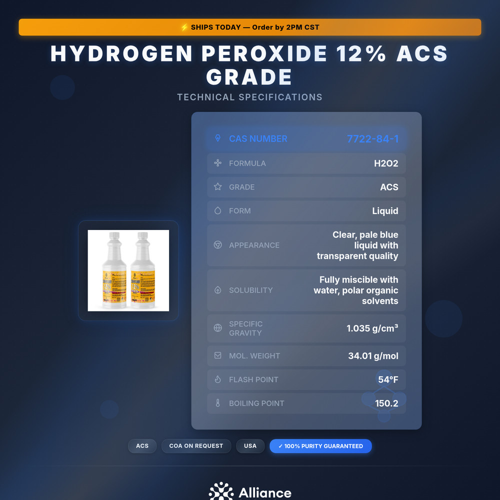 Hydrogen Peroxide 12% ACS Grade - 2 Quarts