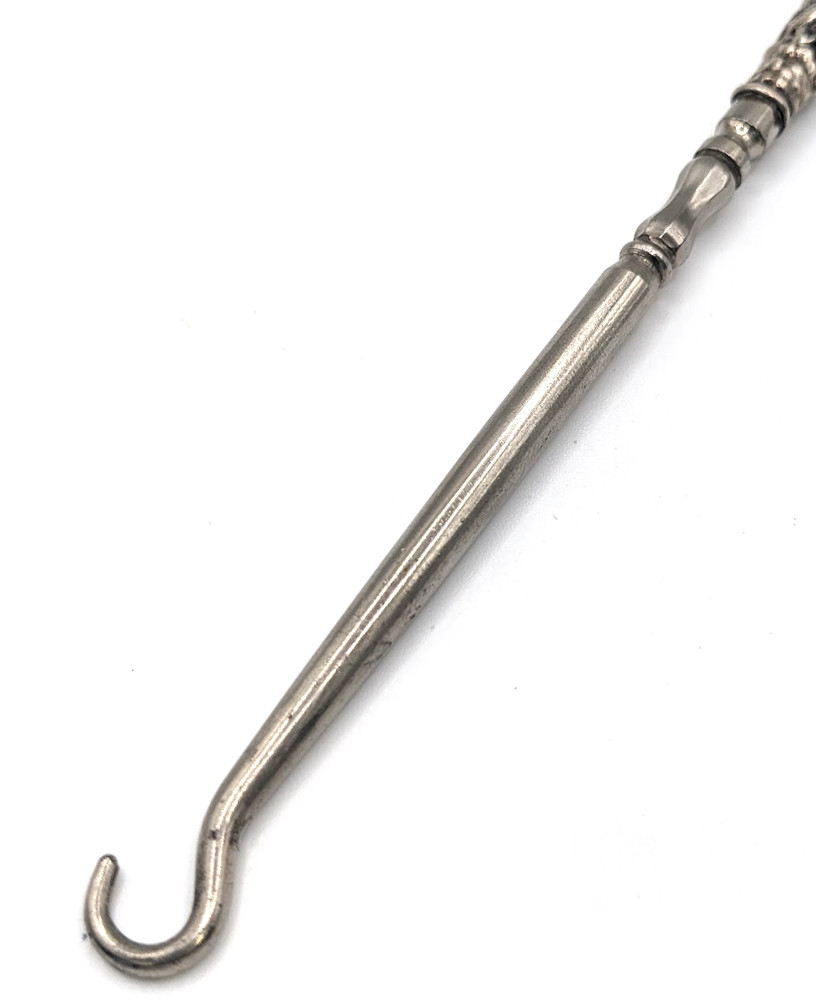 Antique Victorian Repousse Floral Sterling Silver ? Button Hook
