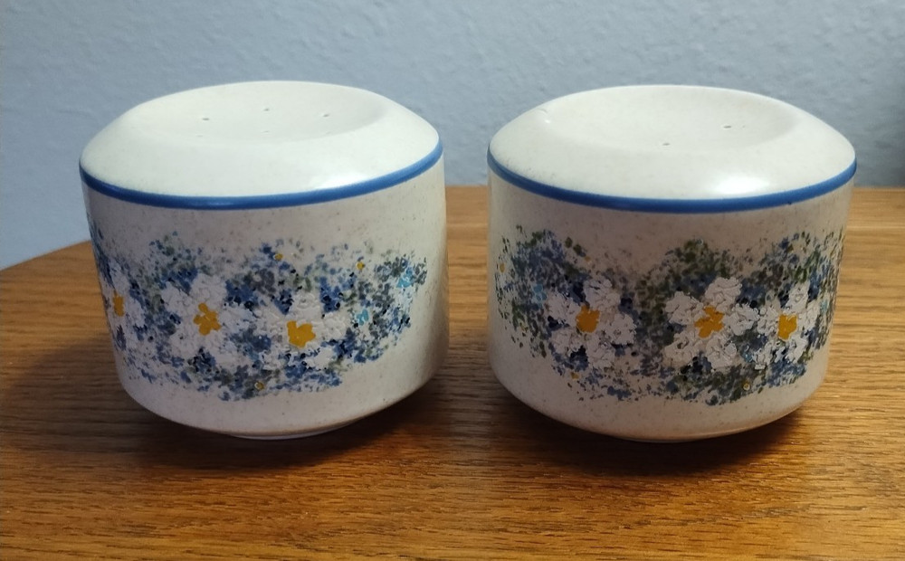 Lenox Vtg Salt & Pepper Set Temperware Line Dewdrops Pattern USA Stoneware