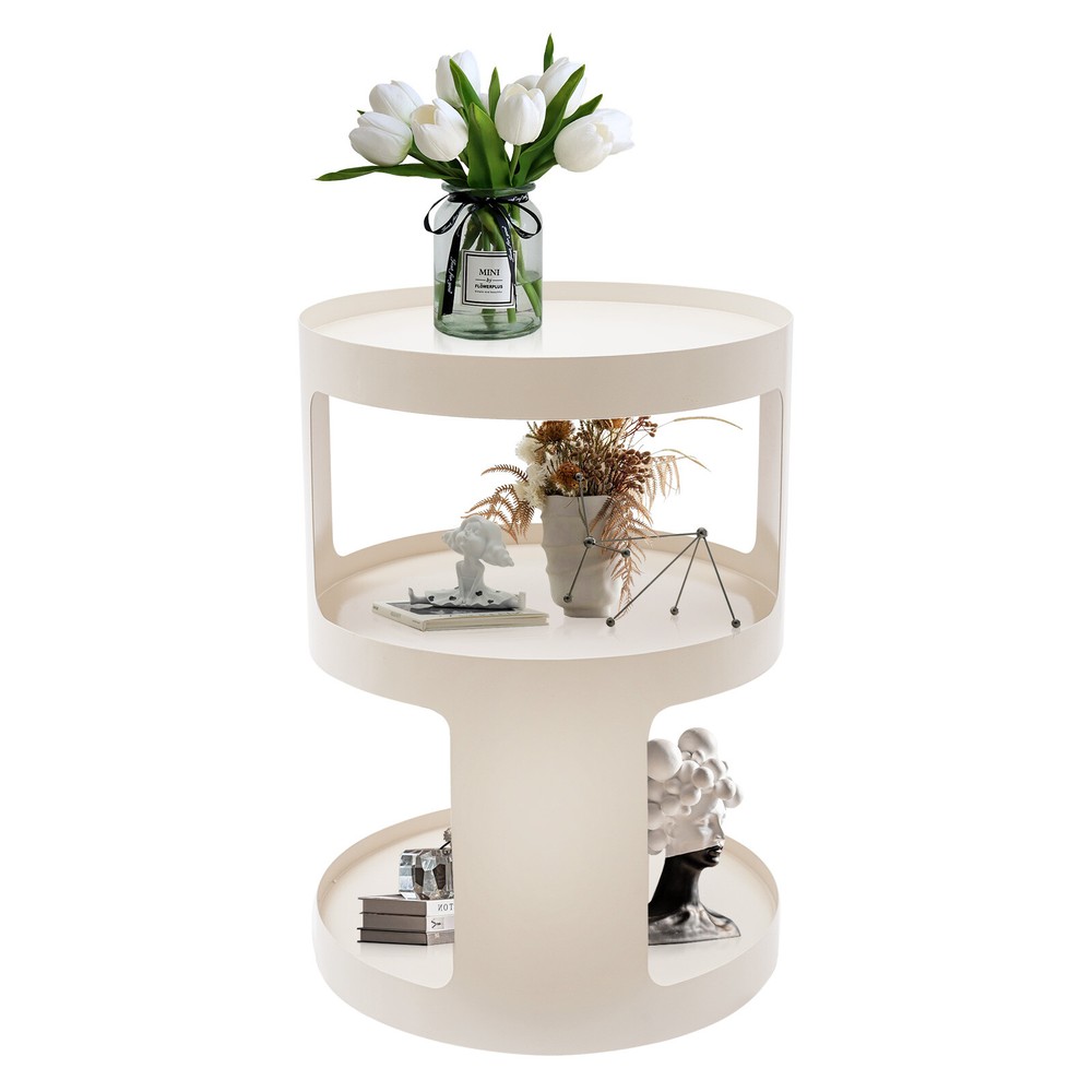3 Tier Side Table Modern Coffee Table Sofa Bedside Table Round Organizer White