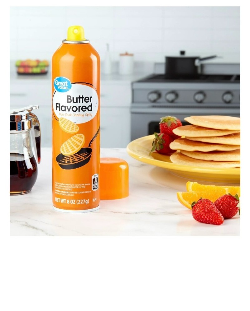 3 Pack~Great Value Butter Flavored Non-Stick Cooking Spray 8 oz each