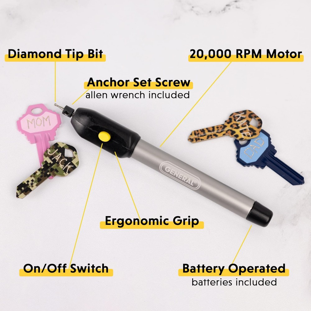 General Tools Cordless Engraving Pen Metal - Diamond Tip Etching Tool Engraving