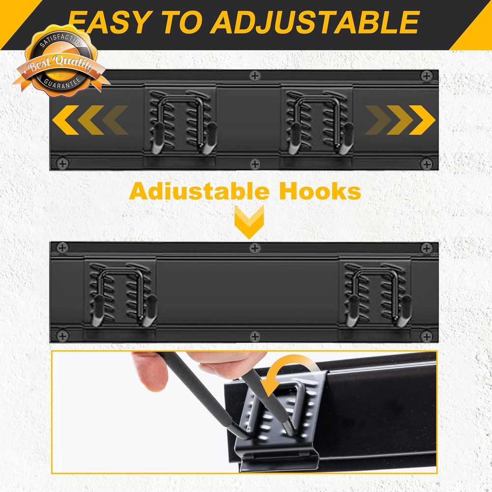 Garage Wall Tool Rack Heavy Duty Organizer Adjustable Hooks Storage 9Pcs