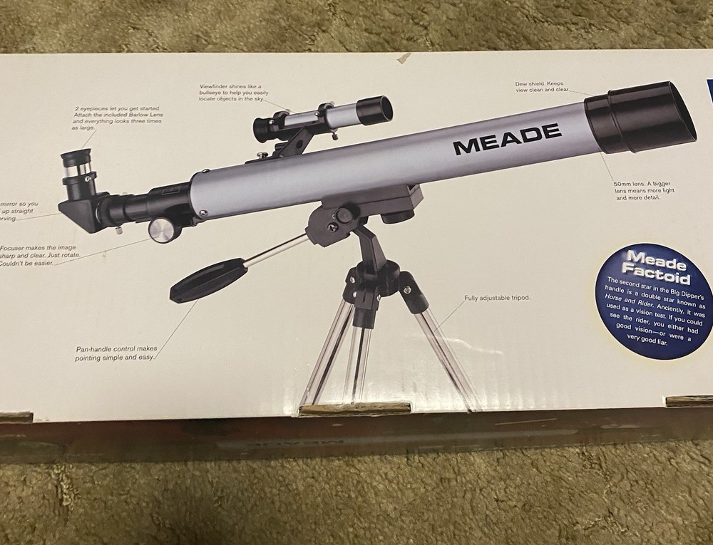 Meade Compact Refractor Telescope Model 50AZ-T Case And Accessories